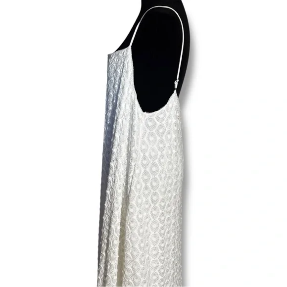 Anthropologie NEW Chic Asymmetrical White Lace Fully Lined Sleeveless Maxi Dress - Picture 6 of 16